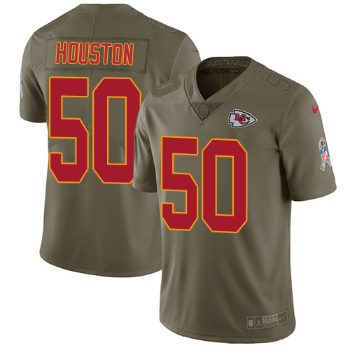 Nike Chiefs #50 Justin Houston Olive Men's Stitched NFL Limited Salute to Service Jersey - Click Image to Close